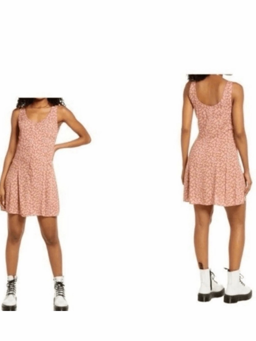 BP Women’s Sleeveless Scoop Neck Pink Floral Skater Dress